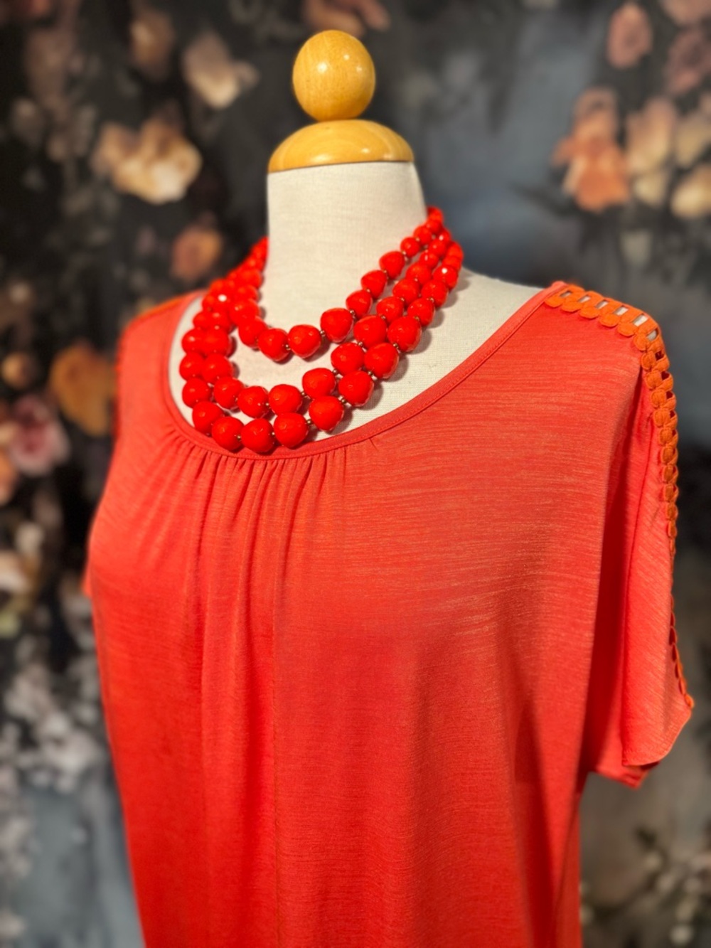 Alyx Bright Orange Scoop-Neck Short Sleeve Top - Picture 3 of 8